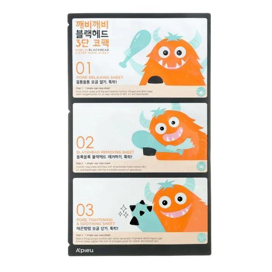 A'PIEU Goblin Blackhead 3 Step Nose Pack (1pc) - Asiena Beauty