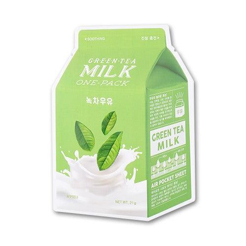 A'PIEU Milk One Pack Sheet Mask - Green Tea (1pc) - Asiena Beauty