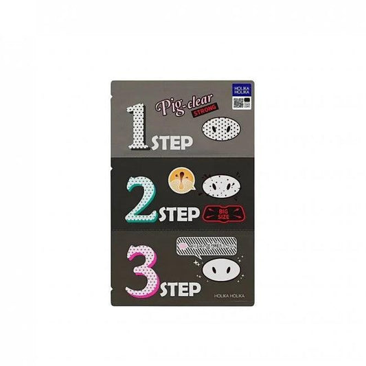 HOLIKA HOLIKA Pig Nose Clear Black Head 3-Step Kit - Strong (1pc) - Asiena Beauty