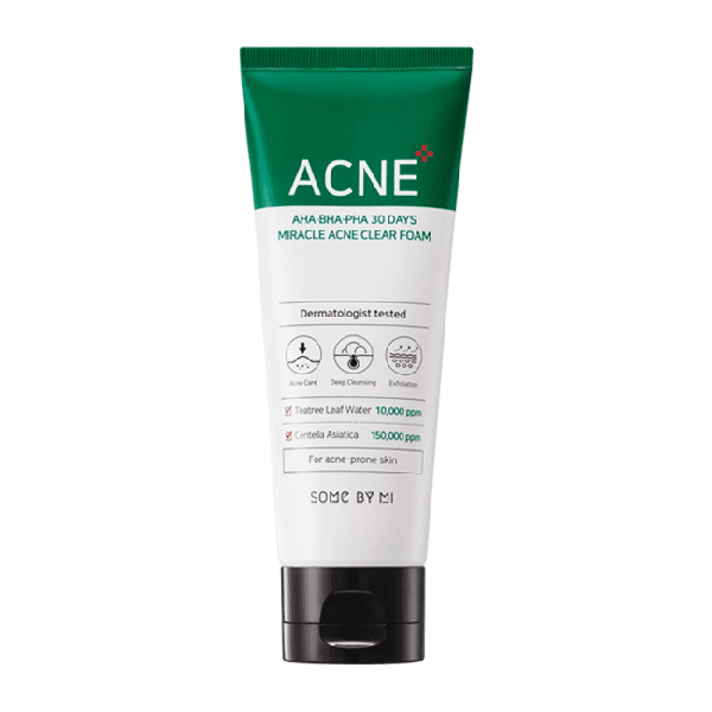 SOME BY MI AHA.BHA.PHA 30 Days Miracle Acne Clear Foam (100ml) - Asiena Beauty