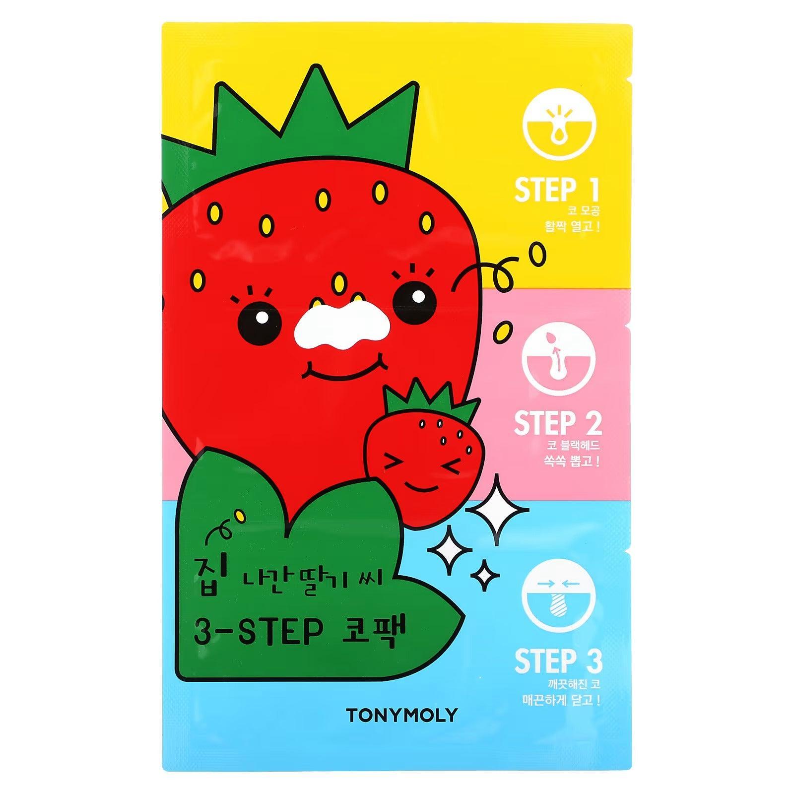 TONYMOLY Runaway Strawberry Seeds 3-Step Nose Pack (1pc) - Asiena Beauty